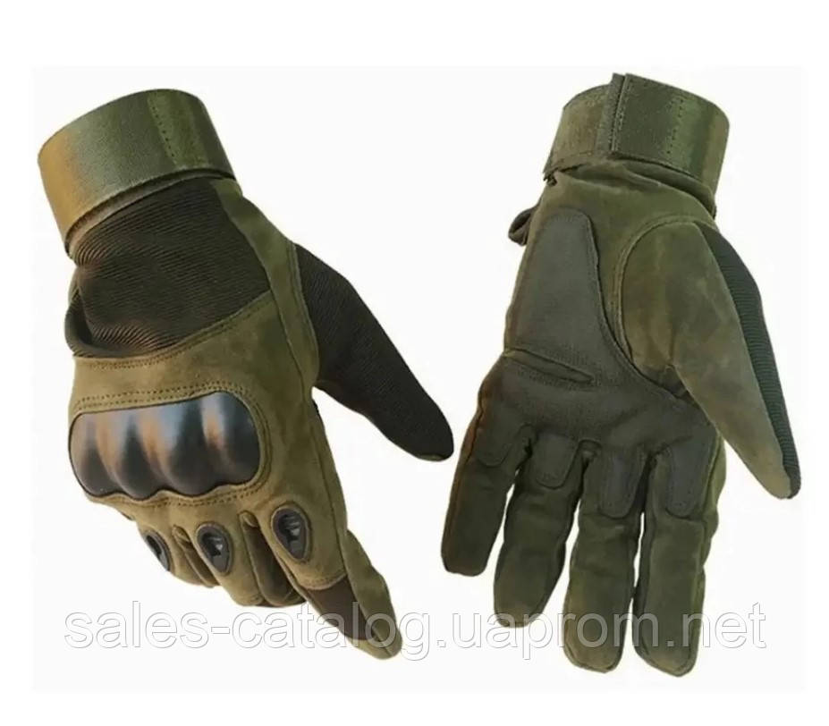 Універсальні тактичні на флісі повнопалі рукавички із захистом кісточок олива Solve 800100 SC, код: 8375040