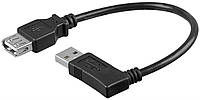 Кабель пристроїв-подовжувач Goobay USB2.0 A M F 0.15m AWG24+28 90°право 2xS D4.5mm Cu чорний QT, код: 7454642