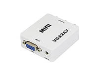 Перехідник моніторний Lucom VGA HD15-RCAx3 M M (AV) Pas (RCA-екран) аудіо+відео білий (62.09. QT, код: 7455019