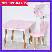 Деревянный детский столик и стульчик Bambi 10-025R-BOX розовый
