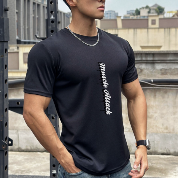 Чорна спортивна футболка Muscle Attack Gym Ecet чорний, фото 1