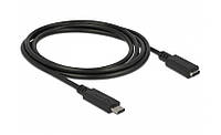 Кабель пристроїв-подовжувач Delock USB Type-C M F (USB3.0) 1.5m 3A AWG24+32 чорний (70.08.553 QT, код: 7455532