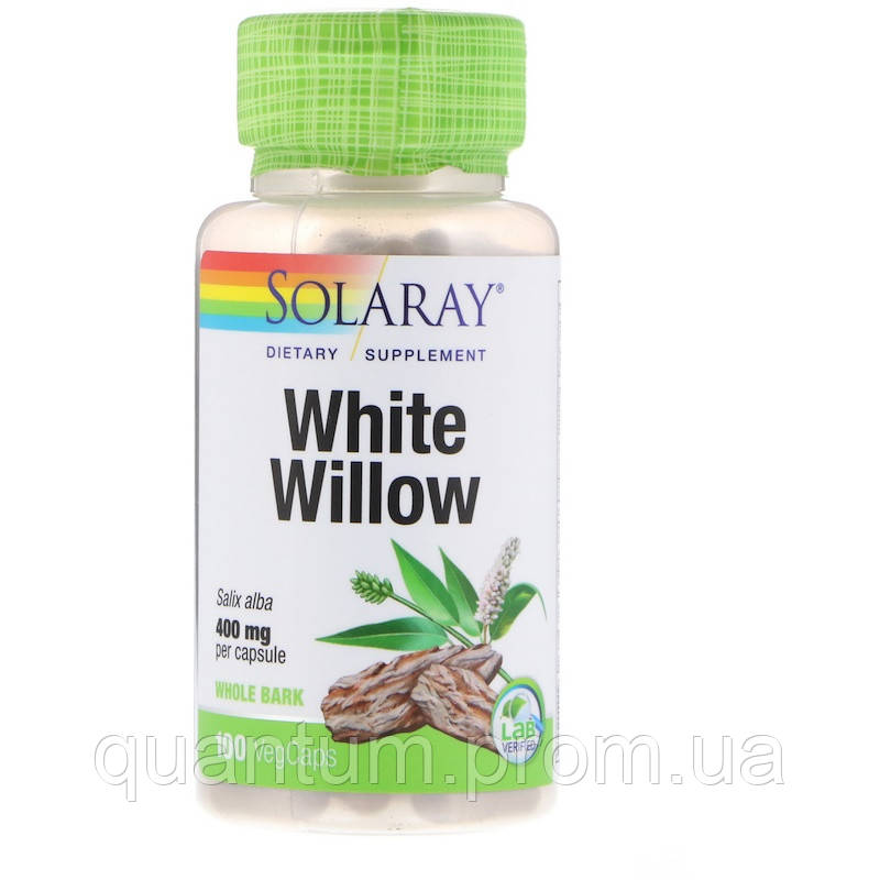 Белая ива White Willow Bark Solaray 400 мг 100 капсул QT, код: 7287972 - фото 1 - id-p2169975962