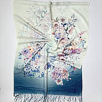 Нежный женский весенний шарф палантин. Турецкий натуральный хлопковый шарф Бирюзовый