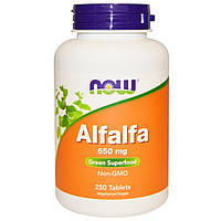 Люцерна Alfalfa Now Foods 650 мг 250 таблеток QT, код: 1878282