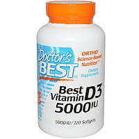 Витамин D Doctor's Best Vitamin D3 5000 IU 720 Softgels QT, код: 7517683