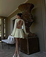 Женское шёлковое платье мини с открытой спиной