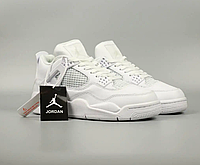 Мужские кроссовки Nike Air Jordan 4 Retro высокие белые кеды найк кожаные кроссовки на каждый день