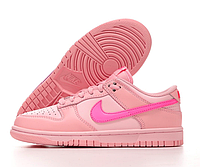 Кроссовки женские Nike Dunk Low GS Triple Pink, кеды женские Найк СБ Данк натуральная кожа. код KD-14651