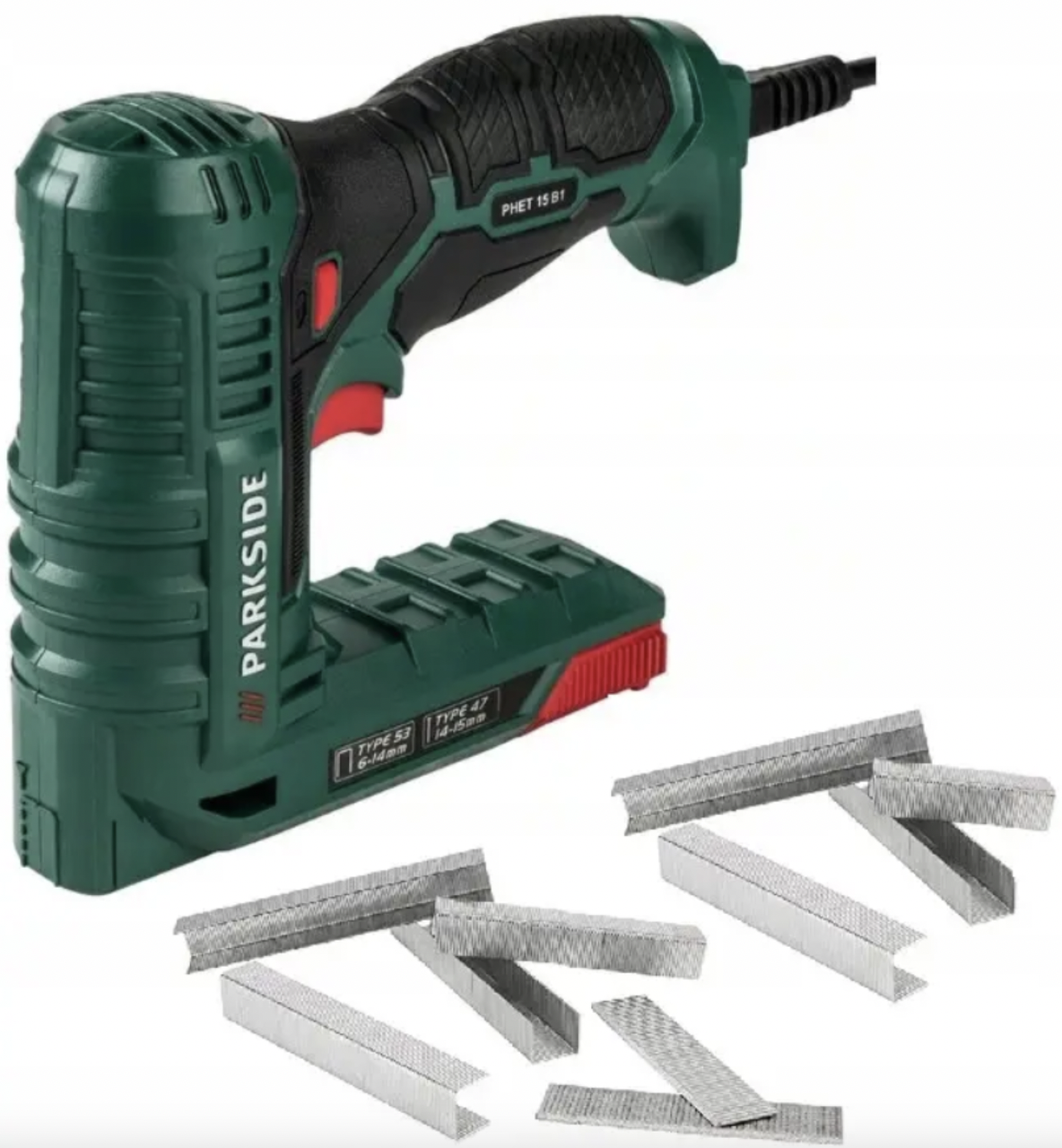 Електричний степлер Parkside PHET 15 B1 - 400 скрепок - 100 цвяхів у комплекті, фото 1