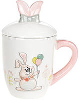 Чашка ceramic с крышкой Bona Веселый кролик 360 мл DP39630 SP, код: 6869488