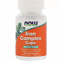 Микроэлемент Железо NOW Foods Iron Complex GLYCINATE 100 Veg Caps OB, код: 7576297