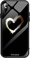 Чехол-накладка TOTO Glass Fashionable Case Apple iPhone X Heart on Black