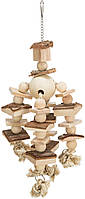 Игрушка для птиц Игрушка деревянная на цепочке и колокольчиком Trixie 58986 35 см (4011905589 US, код: 7573654