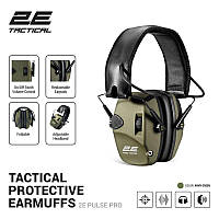 2E Tactical Тактичні захисні навушники Pulse Pro Army Green Nrr 22 dB, активні