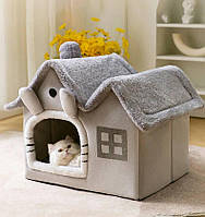 Домик(лежанка) для котов и маленьких собак с мягкой подушкой разноцветный