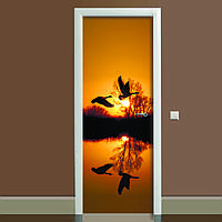 Наклейка на дверь Zatarga Журавли 650х2000 мм Оранжевый (Z180058 dv) MY, код: 1804217