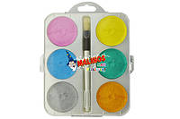 Краски перламутровые акварельные MALINOS Maxi Perleffekt 6 цветов MA-300014, Time Toys