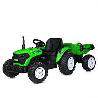 Детский электротрактор Tractor 1004 с прицепом (зеленый цвет)