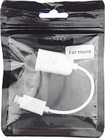 Кабель TOTO TKZ-01 OTG cable micro USB 0,16m White