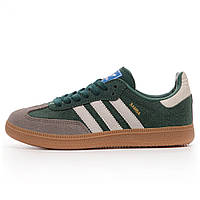 Жіночі кросівки Adidas Samba OG Collegiate Green Gum Grey Toe ID2054, зелені замшеві кросівки адідас самба