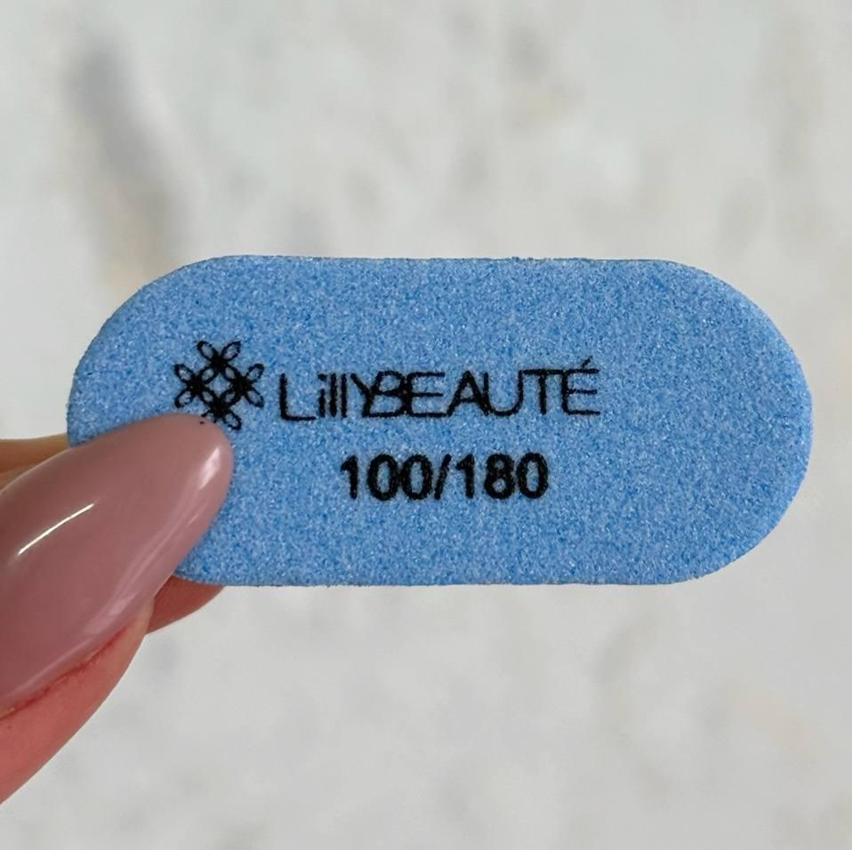 Баф для нігтів одноразовий міні Lilly Beaute Блакитний 100/180 (1 штука)