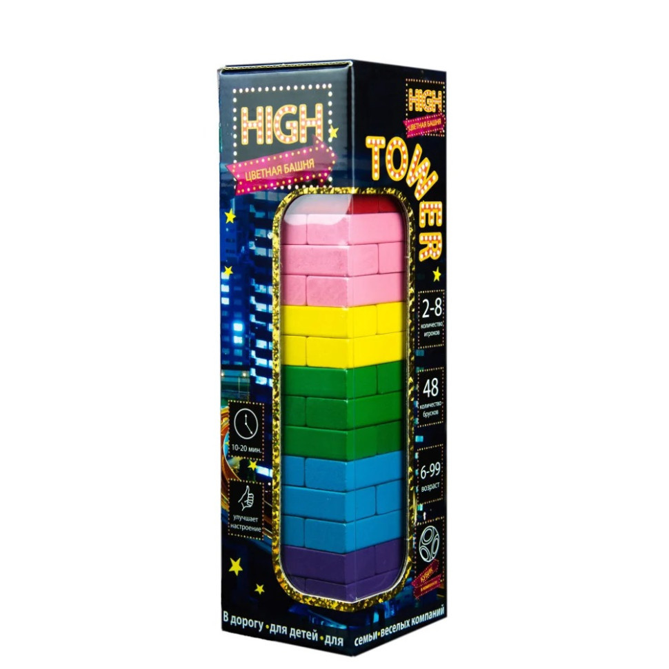 Розважальна гра "High Tower" Дженга Strateg 30960 рос в кор-ці 28-8,2-8,2 см, Time Toys