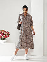 Весеннее платье-халат в ретро стиле на пуговицах по всей длине, норма и батал большие размеры