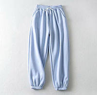 Женские спортивные штаны - джоггеры с резинкой внизу на каждый день,двухнитка люкс, 42-44, 44-46, 46-50 46/50, Голубой