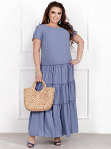 Жіноча блакитна сукня максі великих розмірів літня вільного крою