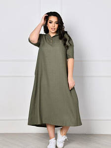 Стильне літнє плаття великих розмірів сукня довга вільного крою приємна тканина