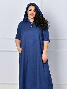 Стильне літнє плаття великих розмірів сукня довга вільного крою приємна тканина
