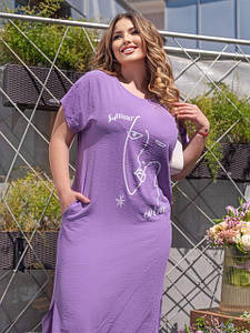 Стильне літнє плаття великих розмірів сукня довга вільного крою приємна тканина