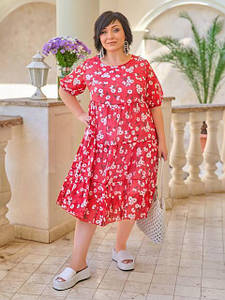 Стильне літнє плаття великих розмірів сукня довга вільного крою приємна тканина