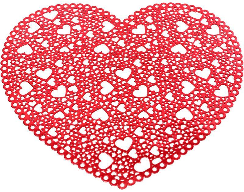 Набір 6 сервірувальних килимків Серце Red 38 см підтарники Bona DP73991 SC, код: 7426977
