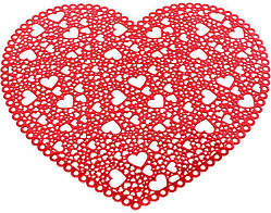Набір 6 сервірувальних килимків Серце Red 38 см підтарники Bona DP73991 SC, код: 7426977