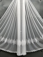 Тюль бамбук белая очень красивой вышивкой Гардина с дорогой вышивкой Турецкая тюль для спальни гостевой