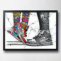Постер на ПВХ "Pair Sneakers Jordan Art" UkrPoster 2211570011 черная рамка 50х70 см, Time Toys
