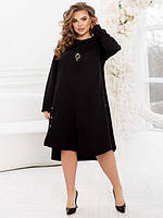 Жіноче брендове плаття ошатне фасон трапеція до коліна вільний крій великих розмірів чорна