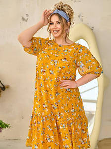 Стильне літнє плаття великих розмірів сукня довга вільного крою приємна тканина