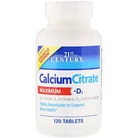 Микроэлемент Кальций 21st Century Calcium Citrate Maximum + D3 120 Tabs CEN-27493 TV, код: 7517409