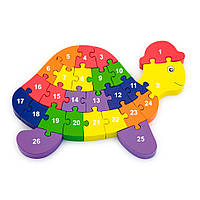 Деревянный пазл Черепаха Viga Toys 55250 по буквам и числам, Time Toys