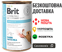 Влажный корм Brit GF VetDiet Obesity для собак, при ожирении и избыточном весе, ягненок и горошек, 400 г