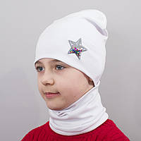 Детская шапка с хомутом КАНТА Звезда размер 52-56 белый (OC-581) TV, код: 6489527