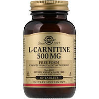 Карнітин Solgar L-Carnitine 500 mg 60 Veg Tabs SC, код: 7519134