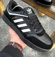 Adidas Drop Step Low Black черные кожаные мужские кроссовки натуральная кожа Адидас Дроп Степ низкие