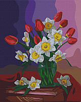 Картина по номерам BrushMe Букет тюльпанов и нарциссов © Valentyna Ivanova 40х50см BS53486 GG, код: 8264775