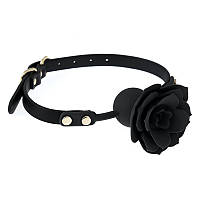 Силиконовый кляп с черной розочкой Bdsm4u Silicone Rose Ball Gags Black KB, код: 7955663