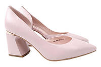 Туфлі жіночі з натуральної шкіри на великому каблуці Пудра Oeego 72-21DT 37 BK, код: 7365019