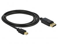 Кабель монітора-сигнальний Delock DisplayPort-mini M M 2.0m v1.2 4K60Hz 19p D5.5mm Gold Cu ч BM, код: 7455370